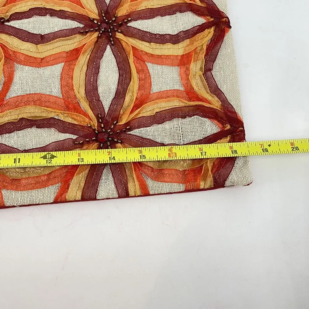 Pier 1 Beaded Organza Ribbon Pillow Cover 18.5x14 Decorative Throw